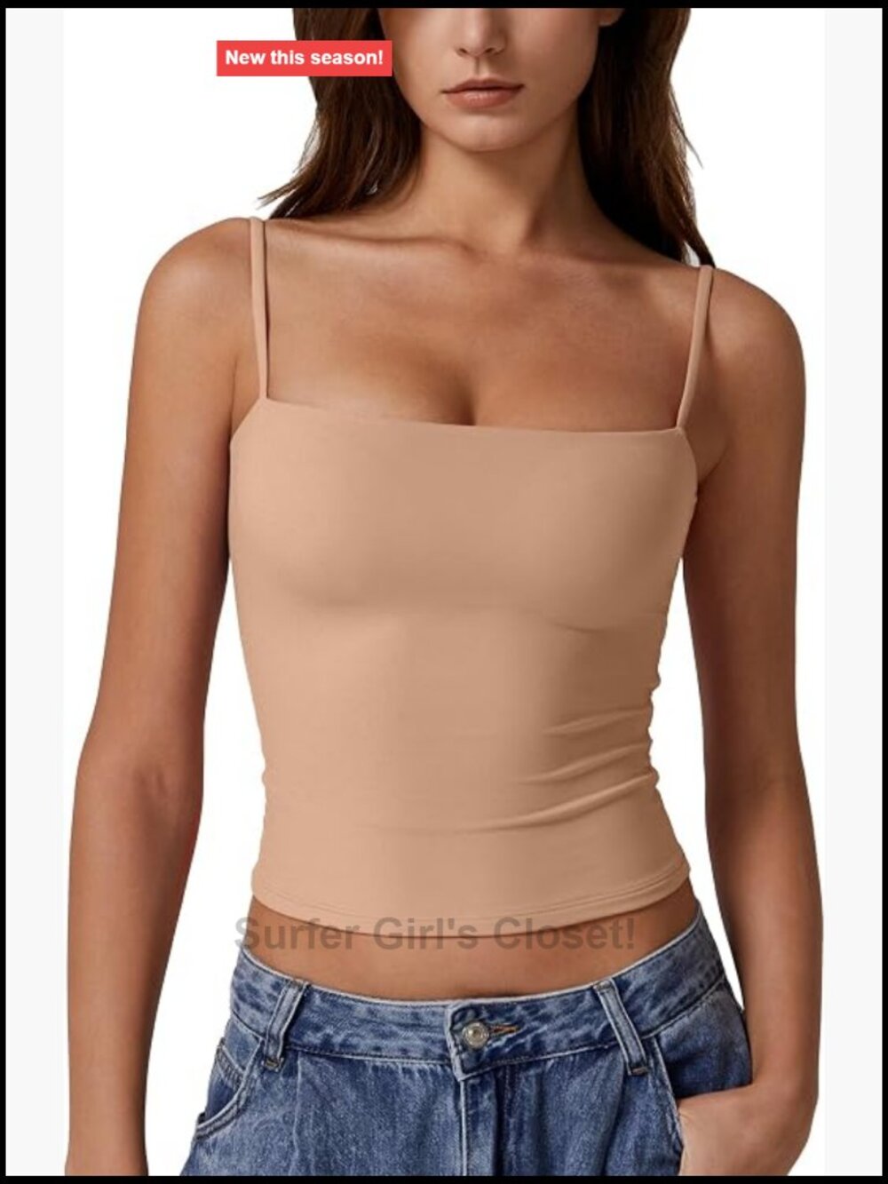Double Lined Sleeveless Tank Top Adjustable Spaghetti Straps Cami
